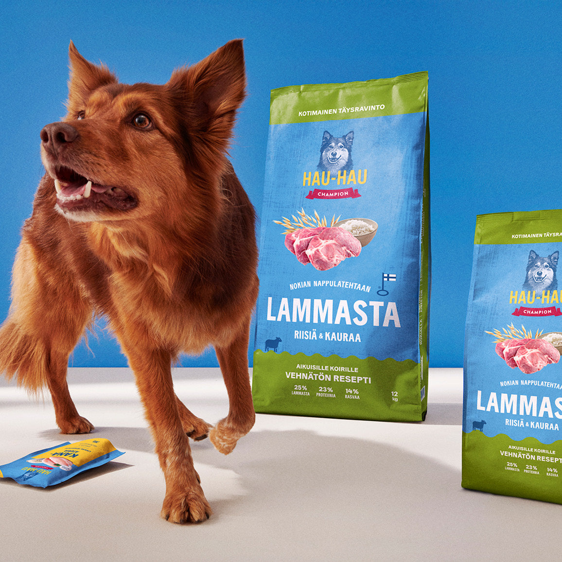 Hau-Hau Champion Nokian Nappulatehtaan Lammasta, riisiä ja kauraa kotimainen koiran kuivaruoka 2 kg pakkauskuva