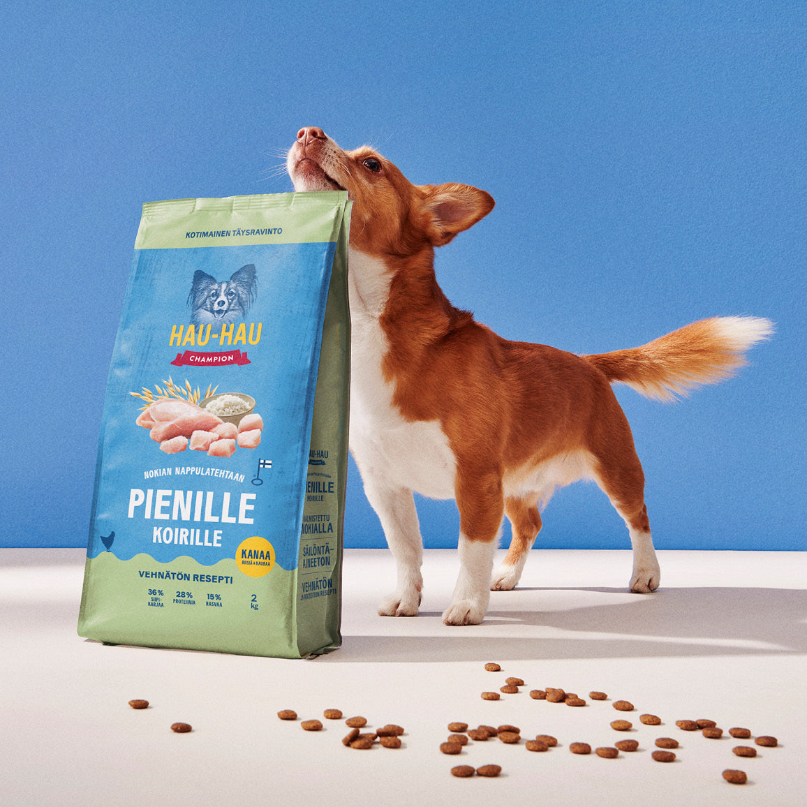Hau-Hau Champion Nokian Nappulatehtaan Pienille koirille Kanaa, riisiä ja kauraa kotimainen kuivaruoka 2 kg pakkauskuva