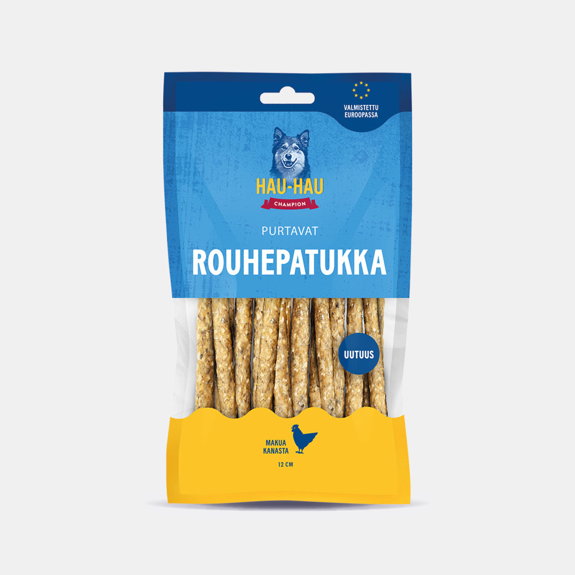 Hau-Hau Champion Purtavat Rouhepatukka Kana 12 cm koiran puruluu pakkauskuva