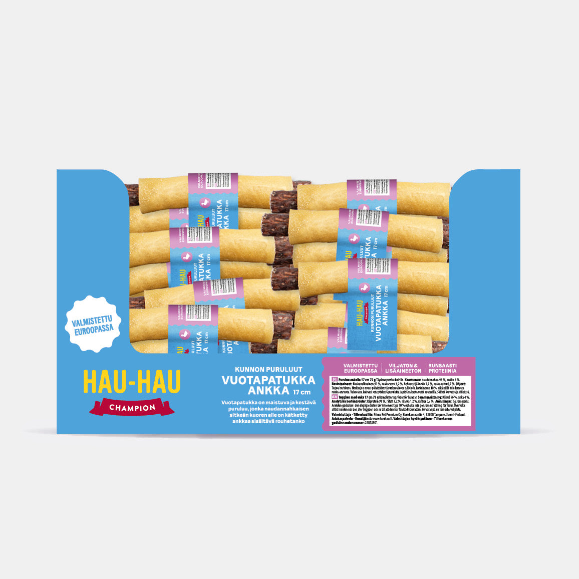 Vuotapatukka ankka 17 cm x 70 kpl koiran puruluu