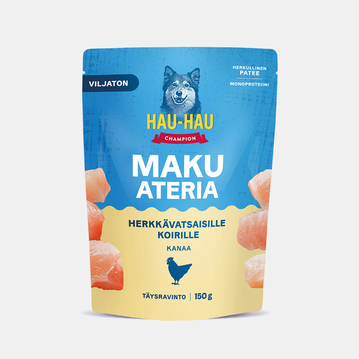 Makuateria kana viljaton märkäruoka herkkävatsaiselle koiralle