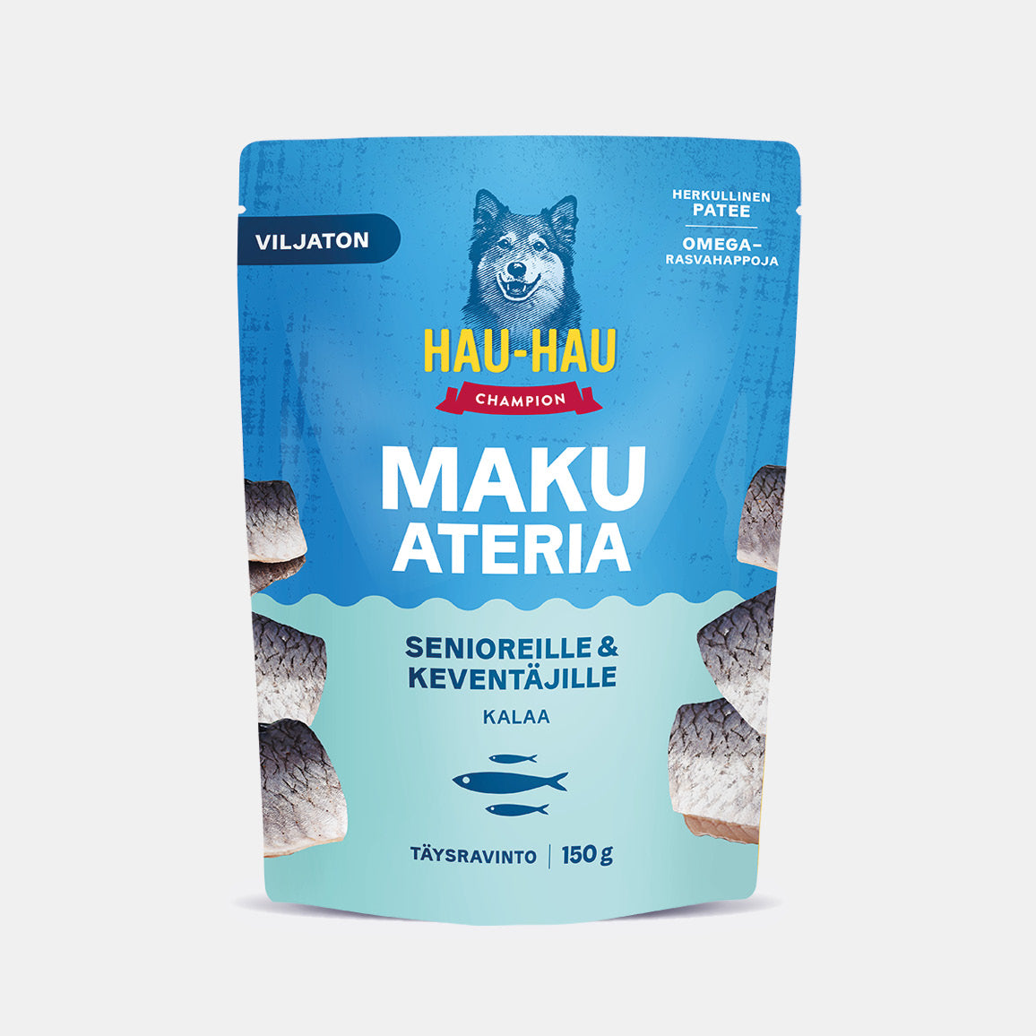 Makuateria kala viljaton märkäruoka seniorikoiralle