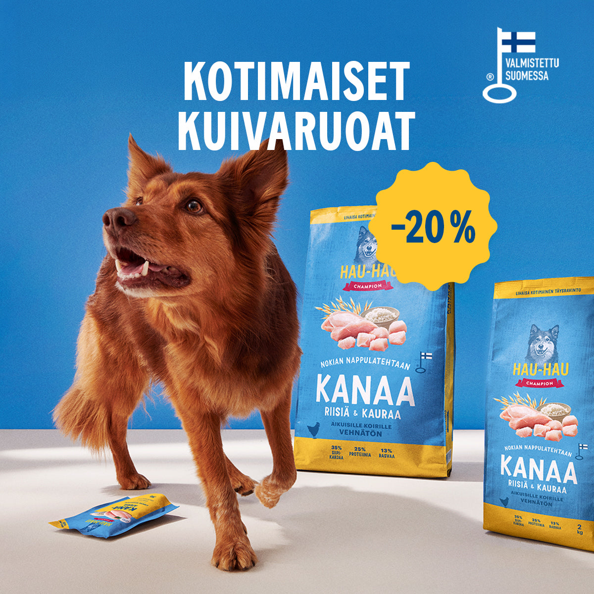 Kuvituskuva verkkokaupan tarjouksesta: Kotimaiset kuivaruoat -20 %.