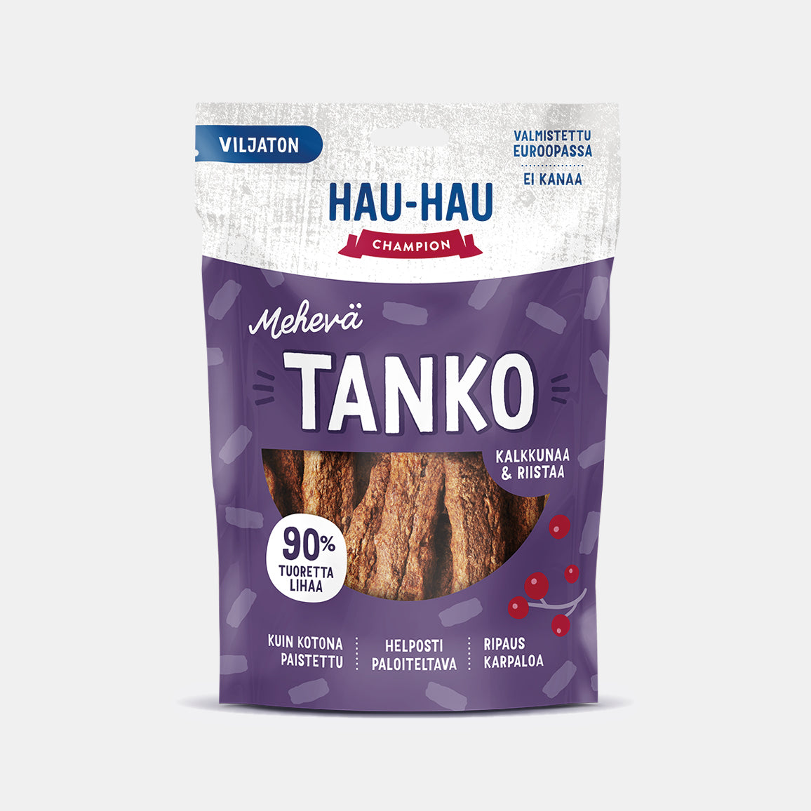 Hau-Hau Champion Mehevä Tanko Kalkkunaa ja riistaa viljaton koiran herkku 140 g pakkauskuva