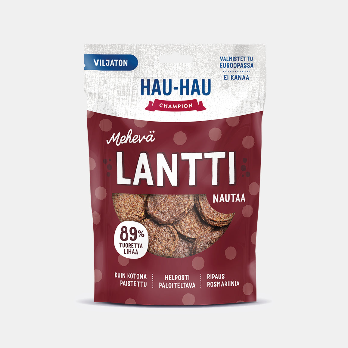 Hau-Hau Champion Mehevä Lantti Nautaa viljaton koiran herkku 140 g pakkauskuva