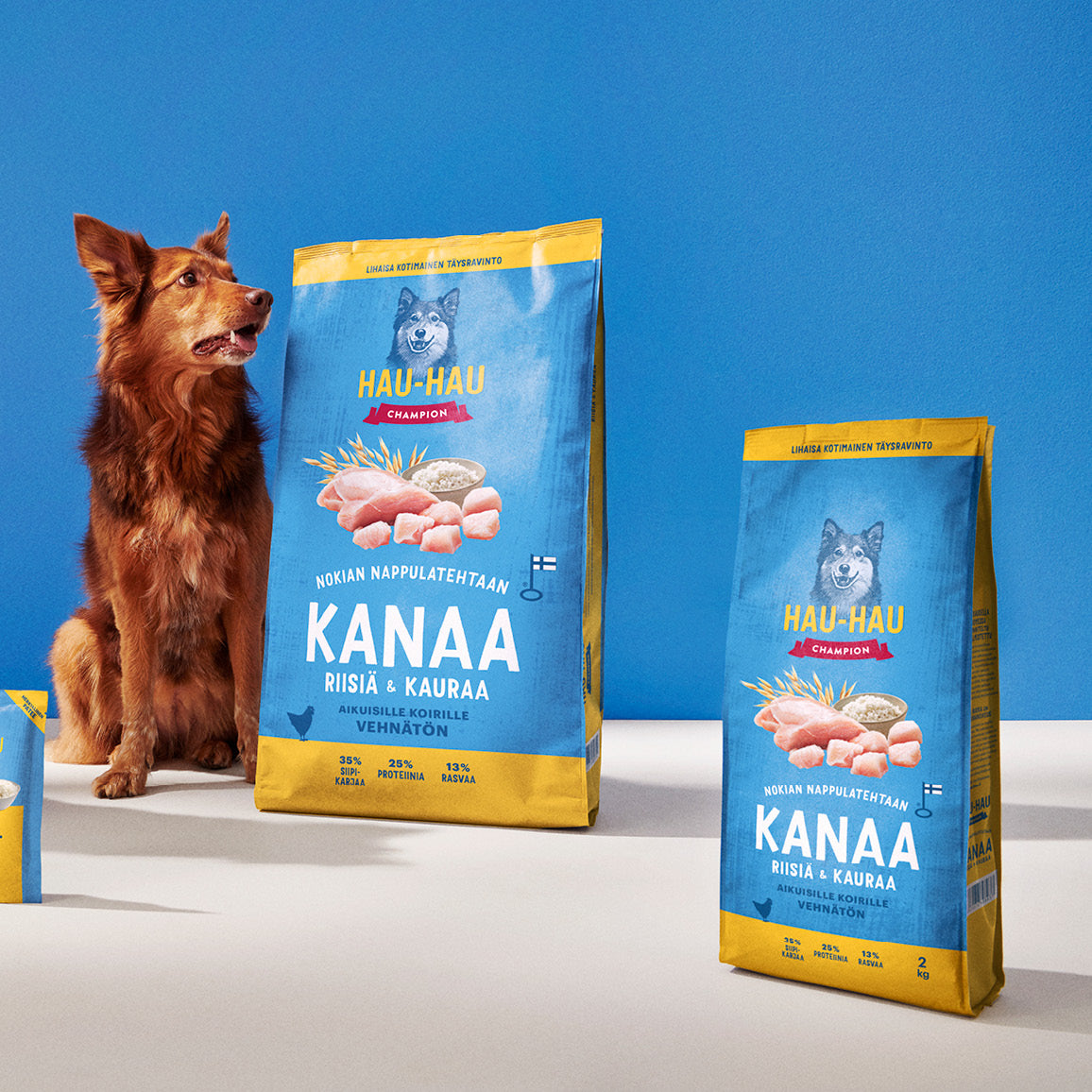 Hau-Hau Champion Nokian Nappulatehtaan Kanaa, riisiä ja kauraa kotimainen koiran kuivaruoka 2 kg pakkauskuva