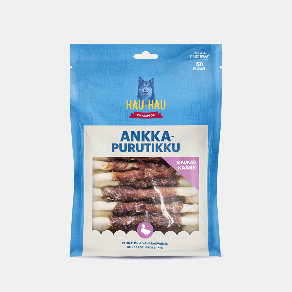 Hau-Hau Champion Ankkapurutikku 13 cm koiran puruluu 400 g pakkauskuva