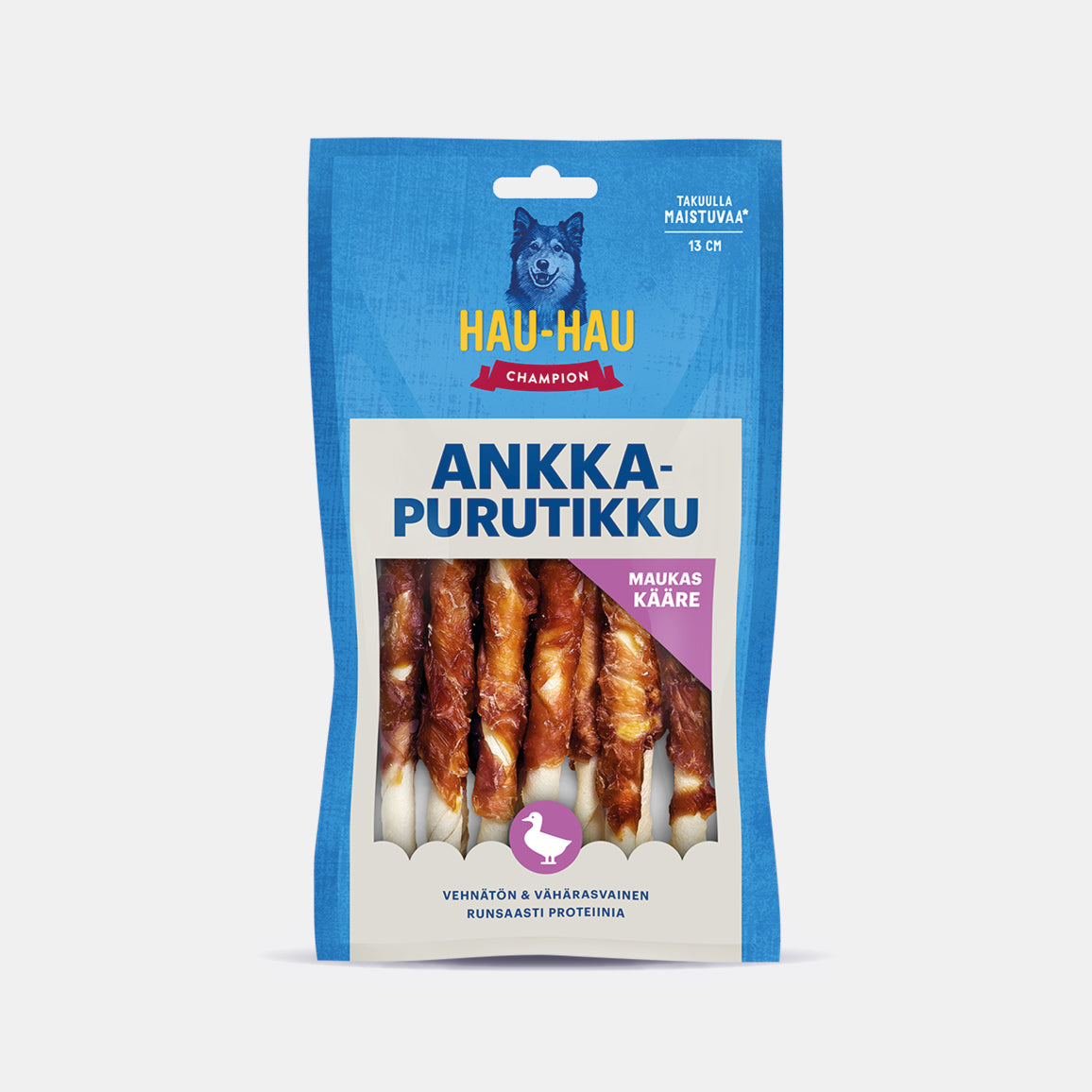 Hau-Hau Champion Ankkapurutikku 13 cm koiran puruluu 100 g pakkauskuva