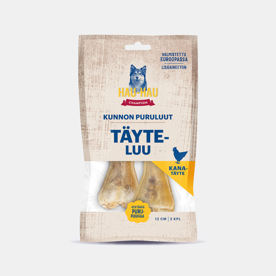 Hau-Hau Champion Purtavat Täyteluu kana 12 cm koiran puruluu pakkauskuva