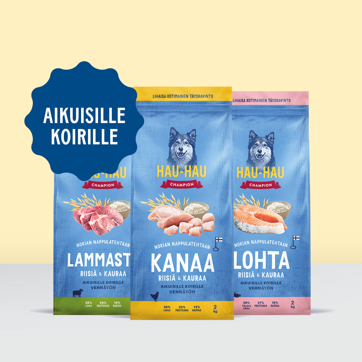 Nokian Nappulatehtaan koiran kuivaruoat sopivat kaikille aikuisille koirille