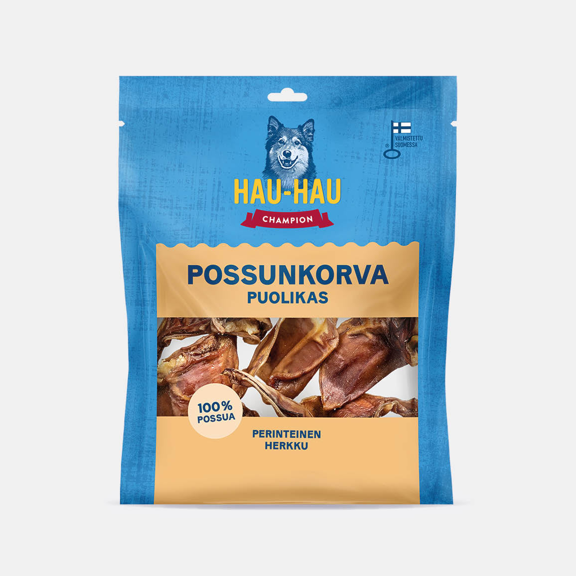 Kuivattu puolikas possunkorva koiralle