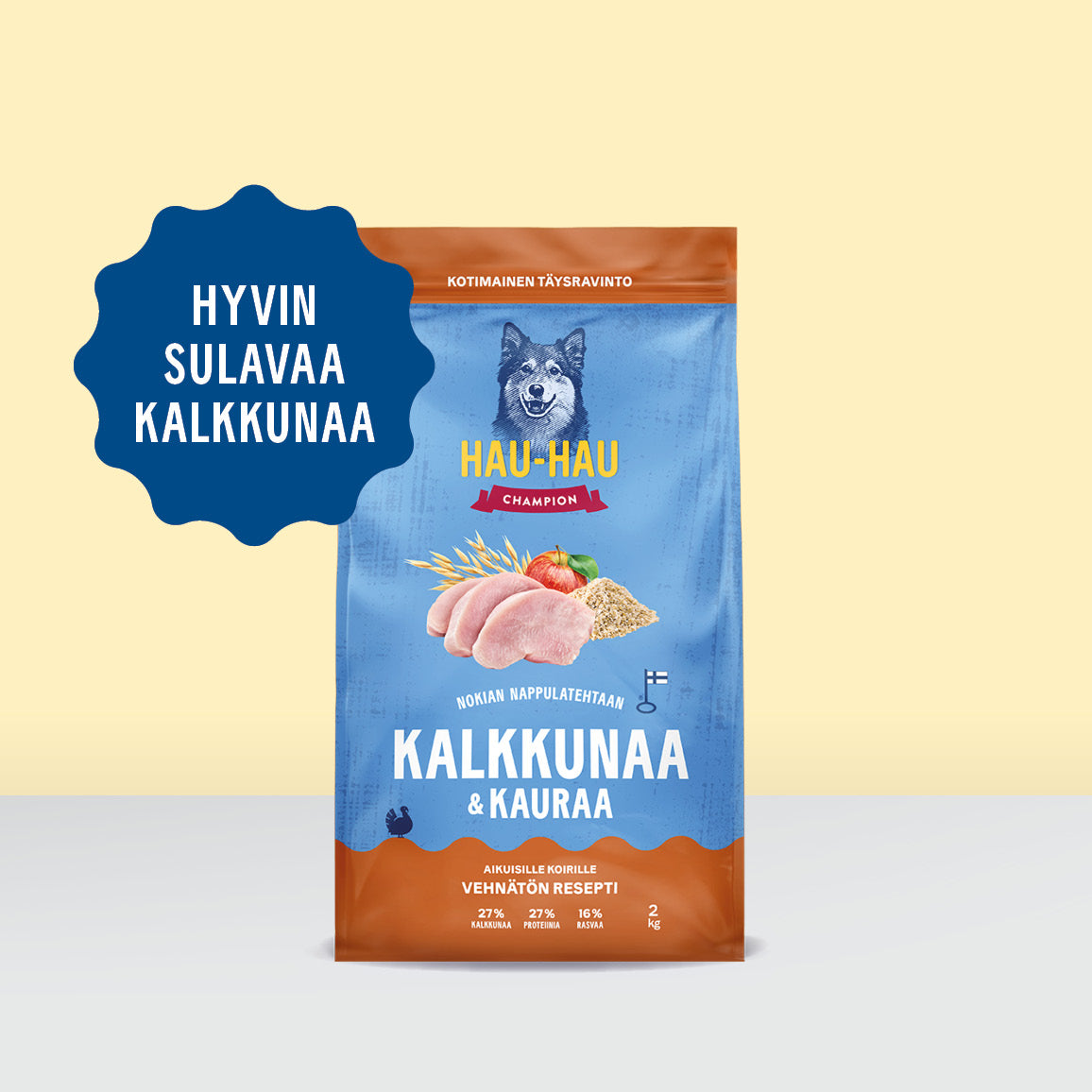 Nokian Nappulatehtaan kuivaruoka Kalkkunaa ja kauraa sisältää hyvin sulavaa kalkkunaa
