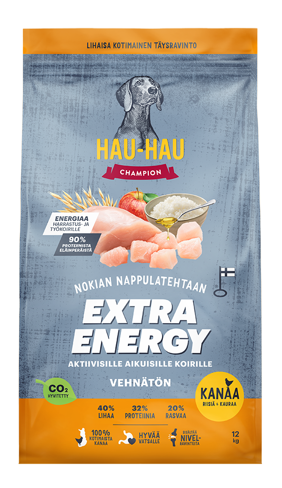 Extra Energy Kanaa, riisiä & kauraa koiran kuivaruoka Hau-Hau