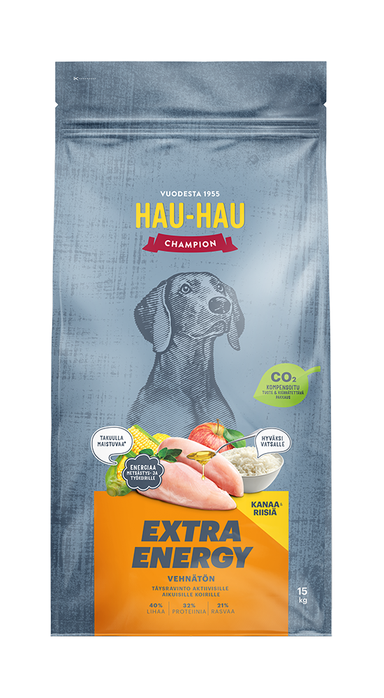 Hau-Hau Kana-riisi Extra Energy koiran kuivaruoka